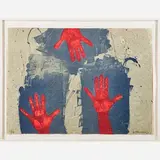 Manos sobre fondo azul by Rufino Tamayo, Mexico, sold Nov 2017