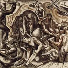 James Daugherty, Construction Workers (Mural Study), 1936, cont on paper