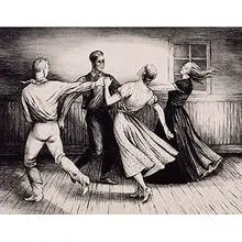 Country Dance by Jenne Chavaz Magafan, c. 1939, lithograph on paper, sold Dec 2000
