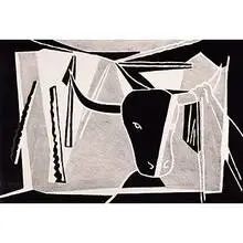 Toro With Cape by Ralston Crawford, 1957, lithograph on paper, sold Dec 2000