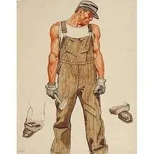 Winold Reiss, Study for Mural, Union Terminal, Cincinnati, OH, c. 1930, Cont on paper