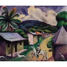 Untitled (Tropical Village Scene) by George Biddle, 1926, oil on canvas, sold Dec 2000
