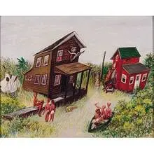 Lucille Corcos, Fire Island, 1950, tempera on board