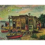 David Burliuk, Untitled (Fishing Shack), c. 1945, oil on canvas board