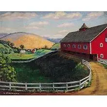 Ray Anthony Grathwol, The Red Barn, 1948, oil on canvas