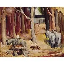 Carl John Zimmerman, Untitled, (In the Woods), c. 1940, oil on canvas