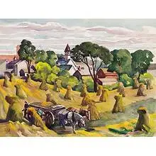Carl John Zimmerman, Untitled, (Farm Scene), c. 1940, watercolor on paper