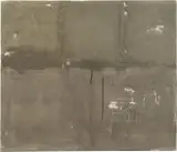Georg Herold, Ohne Titel (Fadenbild), 1987, Dispersion und Wollfaden auf Nessel