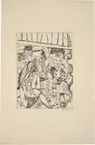 Max Beckmann, Der Vorhang hebt sich, 1923, Kaltnadel auf Bütten (Wasserzeichen: BSB [im Kreis])
