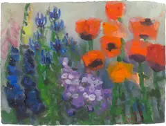 Klaus Fußmann, Blumen (Rittersporn und Mohn), 1999, Aquarell und Gouache auf festem Papier