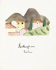 Hermann Hesse, Zwölf Gedichte von Hermann Hesse, 1950, Original-Lederband mit 13 Aquarellen, mit Tuschfeder, jeweils auf Bütten, und typographischem Text