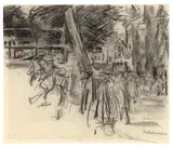 Max Liebermann, Schulweg in Edam, Kreide auf Papier