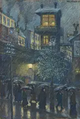 Regen by Hans Baluschek, 1917, Gouache und Farbkreiden auf genarbtem Velin, sold Jun 2010