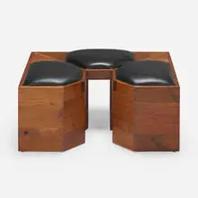Bud Tullis, Bench, c. 1980, leather, walnut