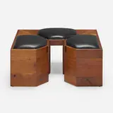 Bud Tullis, Bench, c. 1980, leather, walnut