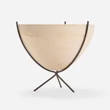 Planter, model E-25 by John Follis and Rex Goode, c. 1955, bisque ceramic, wrought iron, sold Nov 2023