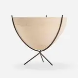 John Follis and Rex Goode, Planter, model E-25, c. 1955, bisque ceramic, wrought iron