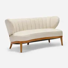 Otto Schulz, Sofa, c. 1940, upholstery, beech