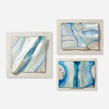 Inger Hanmann, Collection of three panels, c. 1980, sterling silver relief, enamel
