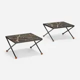 Coffee tables, pair by Modern, c. 1960, marble, enameled steel, sold Nov 2023