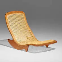 Steve Rieman, Low rocker, c. 1976, teak, cane