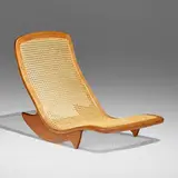 Steve Rieman, Low rocker, c. 1976, teak, cane