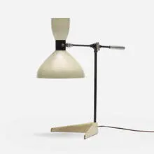 Olga Lee, Table lamp, c. 1949, enameled aluminum, enameled steel, aluminum