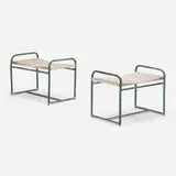 Walter Lamb, Ottomans model C-5706, pair, c. 1952, bronze, cotton cord
