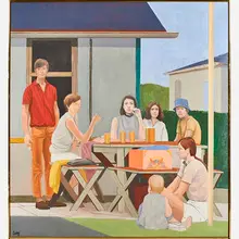 Larry Day, Untitled (Figures at a Table)