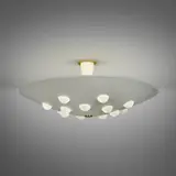 Stilnovo, Ceiling lamp, c. 1950, enameled aluminum, glass, brass