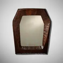 Modern, Wall mirror, carved mahogany, mirrored glass