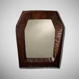 Modern, Wall mirror, carved mahogany, mirrored glass