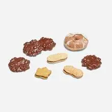 David Gilhooly, Cookies and Donut, set of eight, 1973-75, glazed earthenware