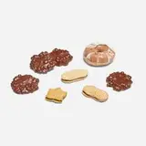 David Gilhooly, Cookies and Donut, set of eight, 1973-75, glazed earthenware
