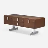 Trevor Chinn and Ray Leigh, Cabinet, c. 1975, mahogany, chrome-plated steel