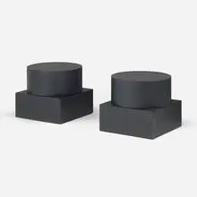 Christian Woo, Noga occasional tables, pair, 2020, stained ash
