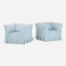 Enveloppé chairs, pair by Colin King, 2023, upholstery, sold Aug 2026