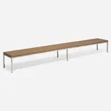 Florence Knoll, Custom bench, c. 1957, chrome-plated steel, leather over wood