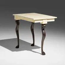 Blackman Cruz Workshop, Athena occasional table, 2000, bronze, parchment over wood