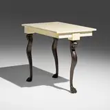 Blackman Cruz Workshop, Athena occasional table, 2000, bronze, parchment over wood