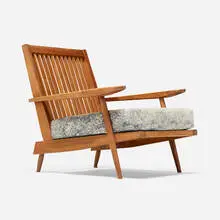 George Nakashima, Cushion Chair with Arms, American black walnut, upholstered cushions