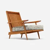 George Nakashima, Cushion Chair with Arms, American black walnut, upholstered cushions