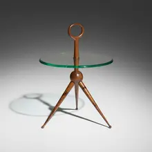 Cesare Lacca, Occasional table, c. 1955, Italian walnut, glass