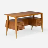Gio Ponti, Desk, c. 1950, stained walnut, brass