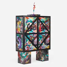 Alessandro Mendini, Nero cabinet from the Tre mobili veneziani series, 2008, dye sublimation print on aluminum, enameled aluminum, lacquered wood, polyester cording