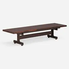 Sergio Rodrigues, Cintia bench, 1964, jacaranda, chrome-plated steel