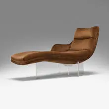 Vladimir Kagan, Erica chaise lounge, model P6910-L, c. 1980, upholstery, acrylic