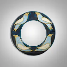 Mithé Espelt, Wall mirror, c. 1965, glazed and gilt earthenware, crushed glass, mirrored glass