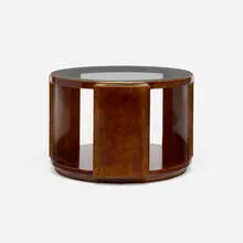 Dominique, Occasional table, c. 1930, mahogany, glass, nickel-plated brass