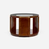 Dominique, Occasional table, c. 1930, mahogany, glass, nickel-plated brass